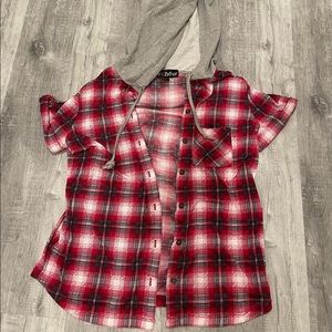 Hoodie plaid Button down top